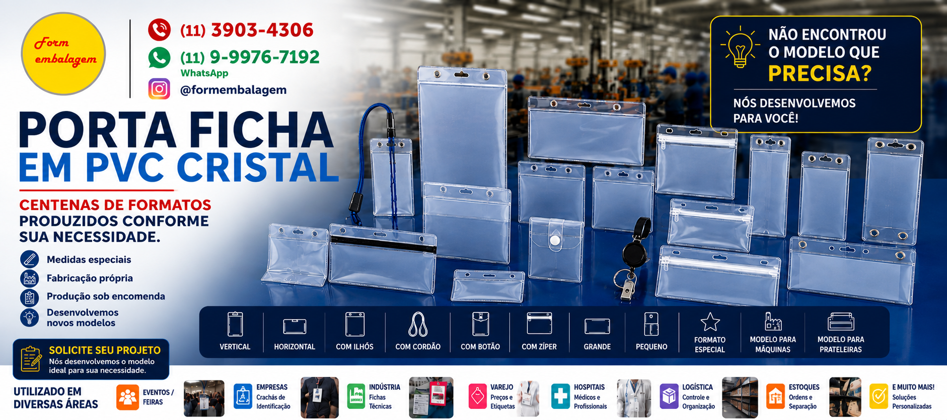 Porta Ficha em PVC Cristal - Form Embalagem